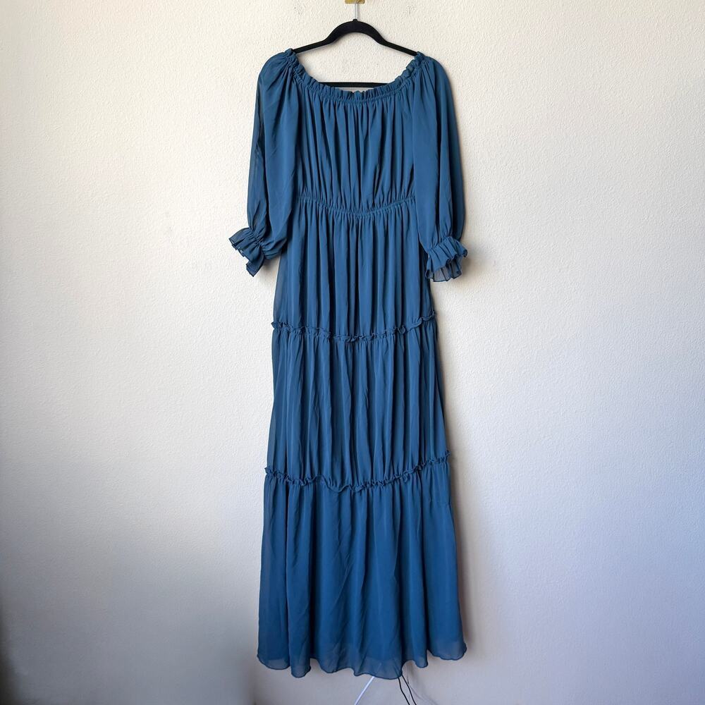 Baltic Born Teal Isabel Off Shoulder Maxi Dress Size M - Picture 2 of 5